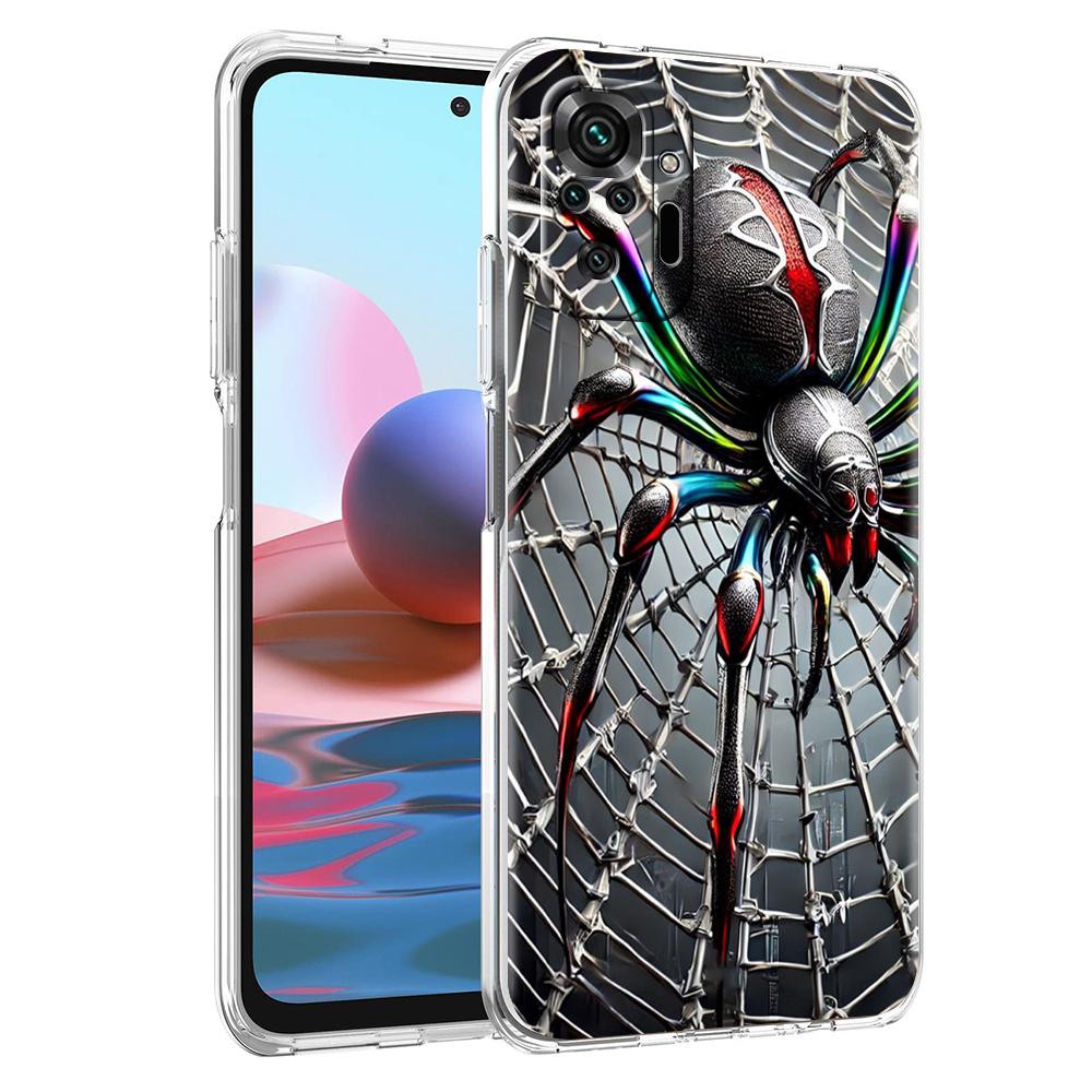 

Прозрачный чехол для телефона для Redmi 14C 13C 10C 10 9 Note 13 12 11 K50 K40 Plus Pro 4G 5G Мягкий ТПУ чехол Паук Пара Узор Сумки for Redmi 14C