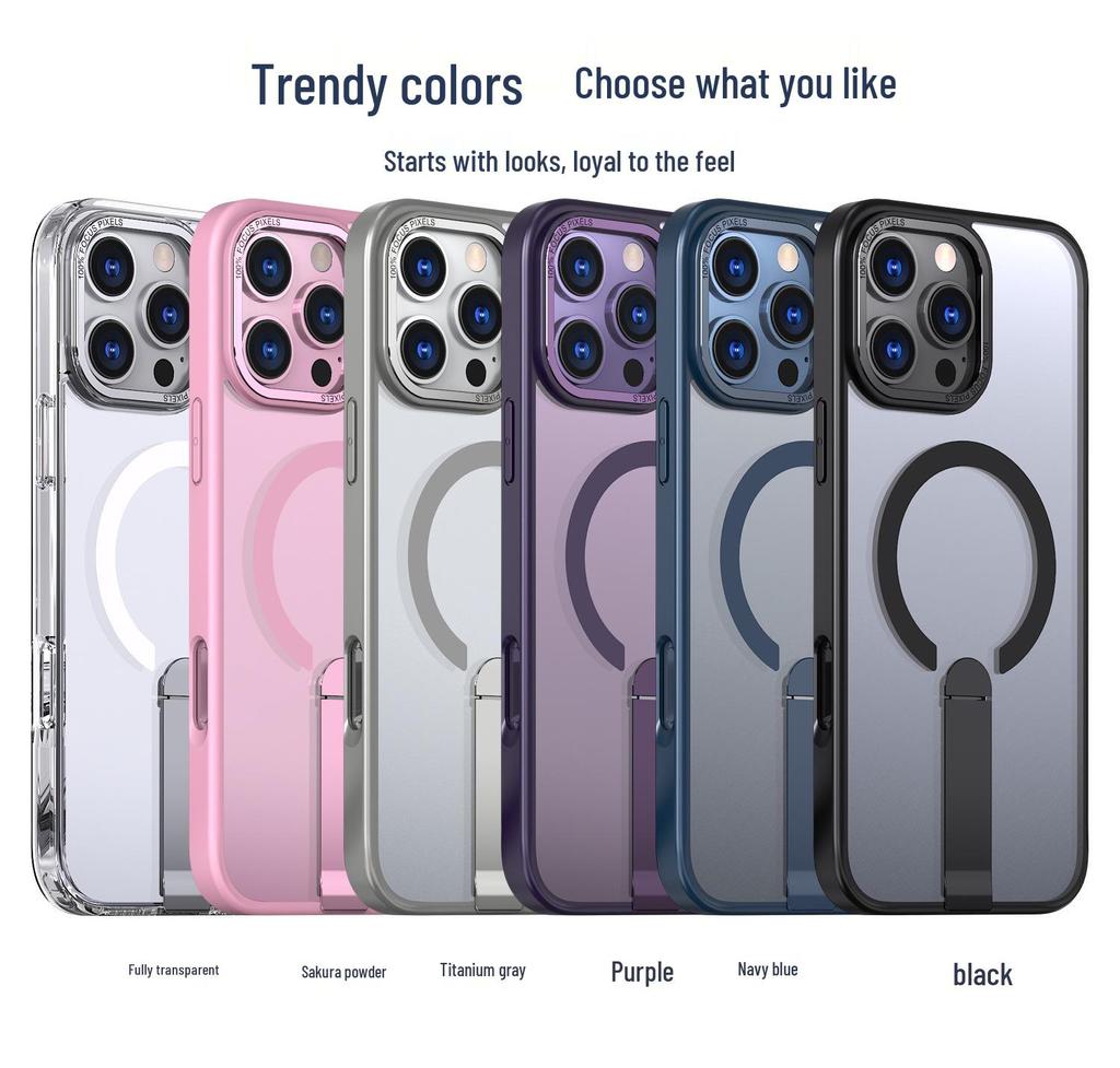Magnetic Phone Case for iPhone 17 Pro Max, Starlight, Apple 16 Pro Frosted Stand, Protective Cover for 14 and 15.