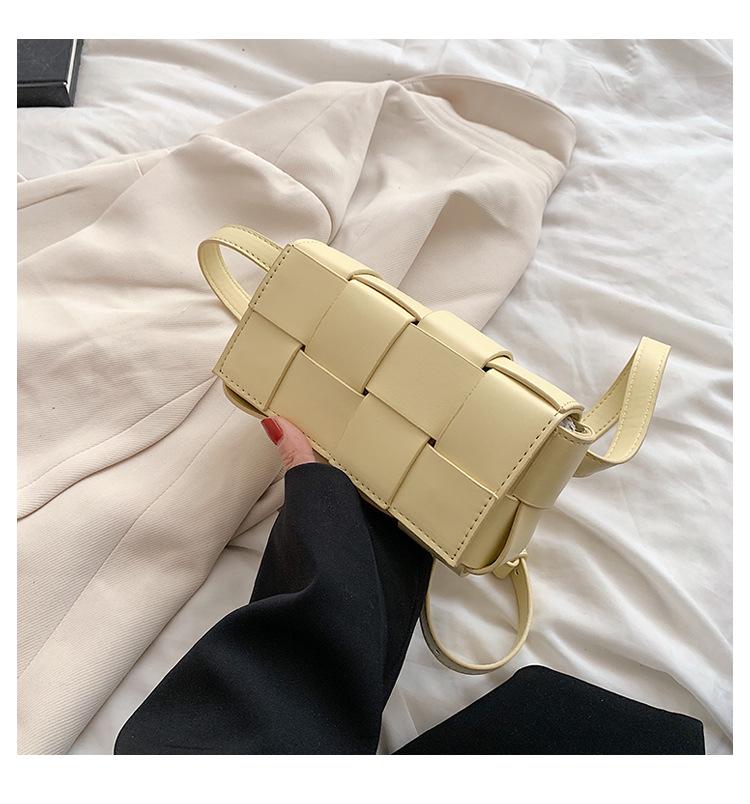 2025 New Fashion PU Woven Pillow Bag - Small Square Crossbody, Waist, and Chest Bag for Women