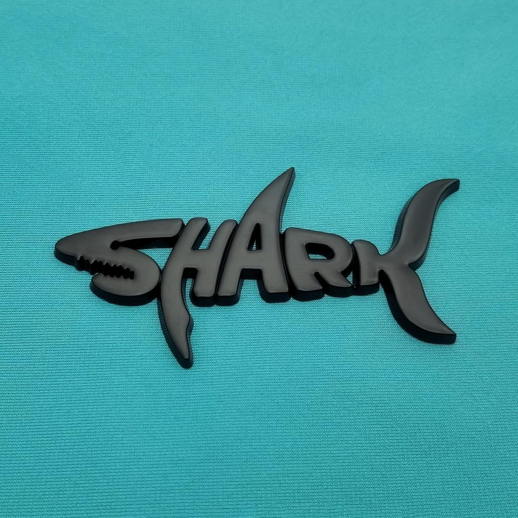 1Pc 3D Metal Shark Logo Car Rear Trunk Emblem Sticker, Car Sider Fender Badge Sticker for Car Body Stying Decoration Accessories