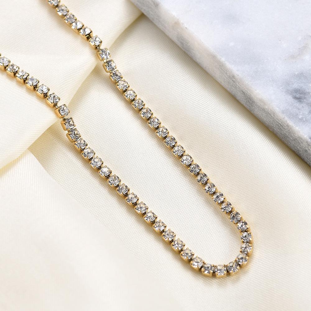 European & American Zircon Tennis Chain Necklace - 3MM Copper, Fashionable & Versatile Collarbone Jewelry for Women
