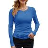 Women S Ribbed Solid Color Basic Long Sleeve T Shirt