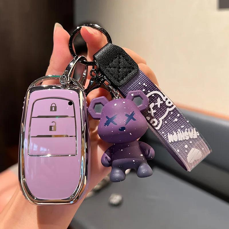 Soft Tpu Auto Smart Key Fob Cover Case Fit For Toyota Rav4 Crown Hilux Fortuner Camry Land Cruiser Prado Protect Housing Remote Auto Accessories