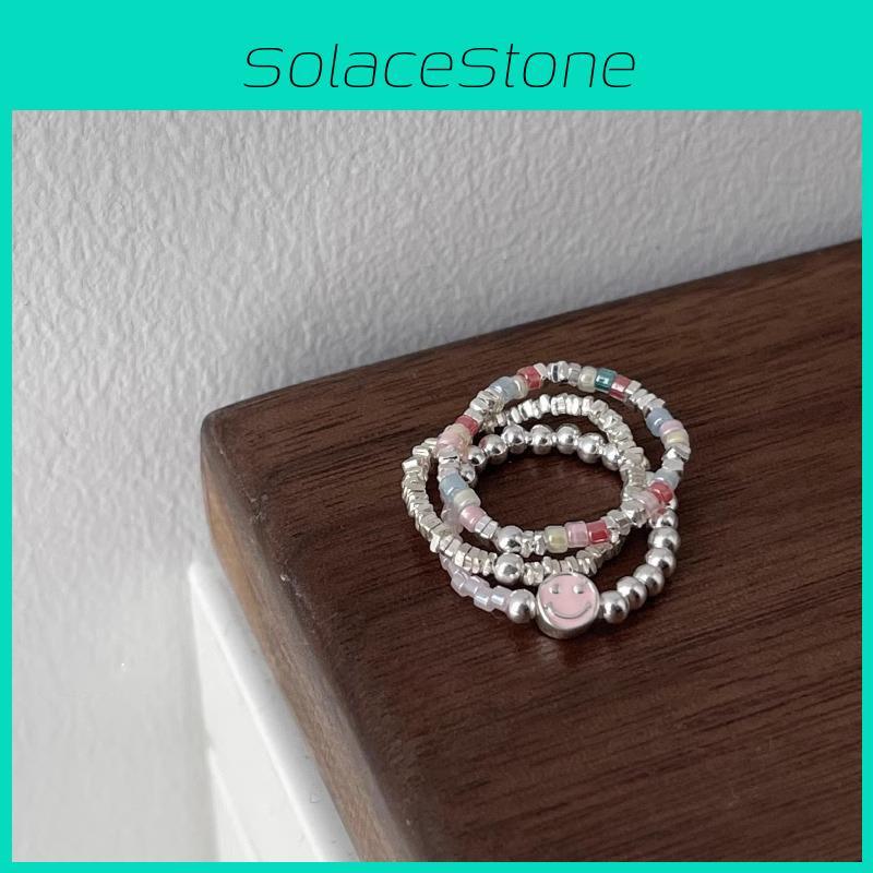 Beautiful Smiley Face Bead Adjustable Ring For Women Copper Fashion Jewelry