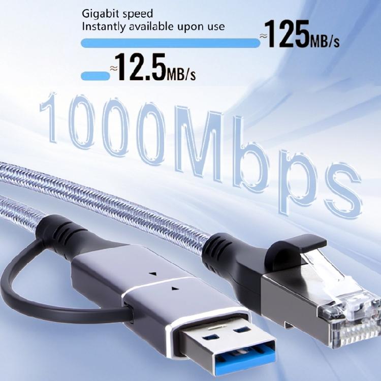 USB Type C Wireds Networkings Adapter Cable With Gigabit Ethernet Speed Heat Dissipation Aluminum Alloy Housing And TangleFree Braideds Cord