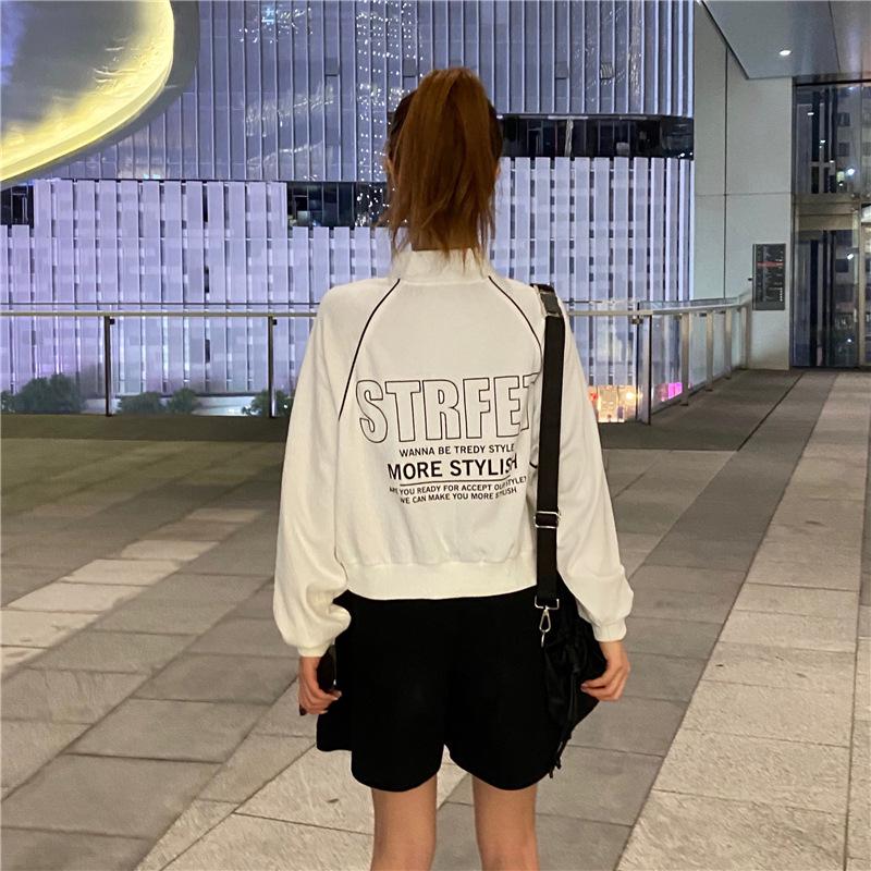 Women's Stand Collar Zipper Sweatshirt - 2022 Autumn/Winter Streetwear Pullover, Korean Style Loose Jacket