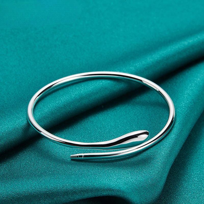925 Sterling Silver Water Droplet Adjustable Bangles for Women Wedding Party Charm Fine Jewelry