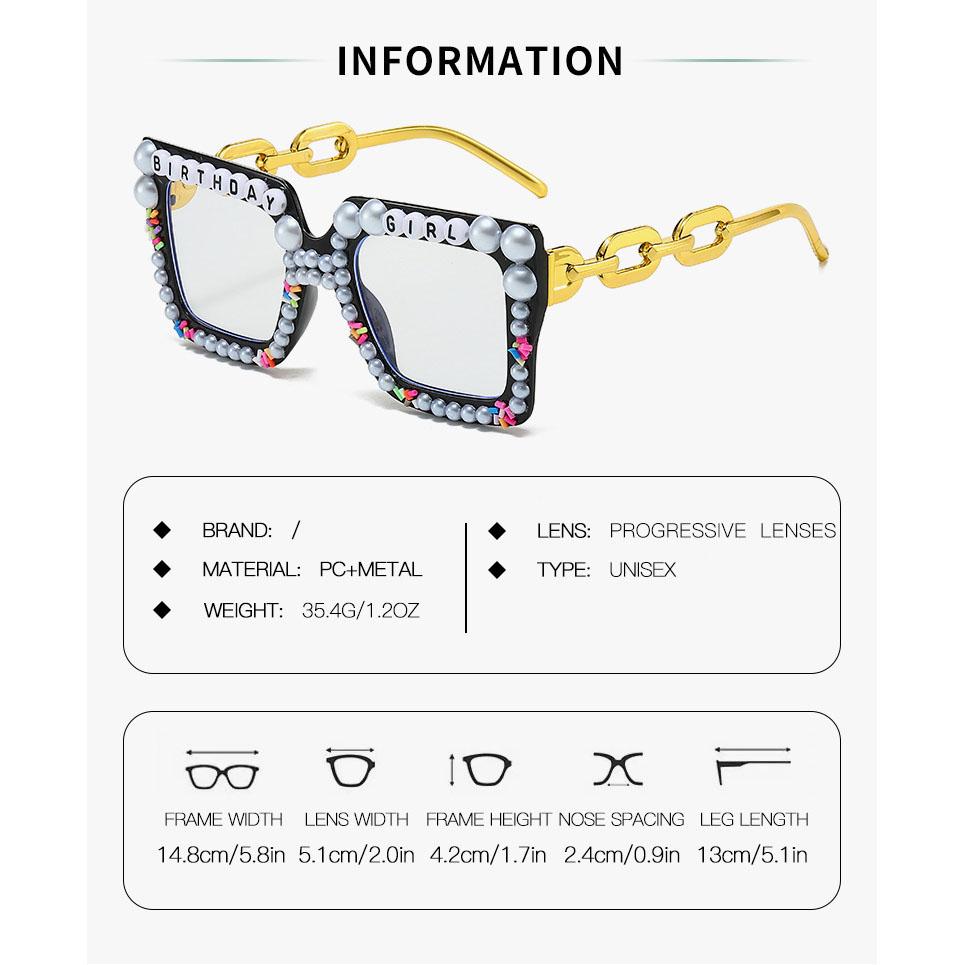 Occhiali da Sole Quadrati Vintage di Lusso con Montatura Grande Perle Donna Ragazza Compleanno Punk Popolari Oversize Carini Rosa