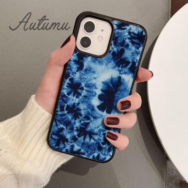 Eisblaue Batik-Handyhülle für iPhone 11 12 13 14 Pro Max mini X XR XS SE 2020 5 6S 7 8 Plus Samsung Galaxy S21 S22 Hülle