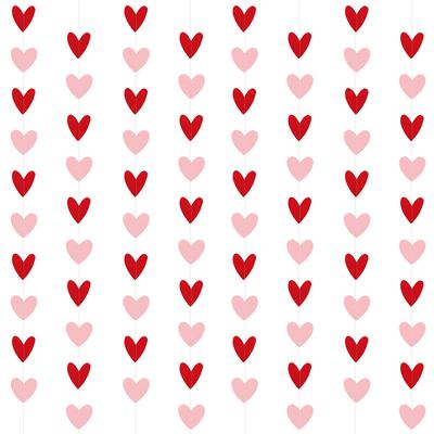 Röd Rosa Hjärtgirlang Snöre Alla Hjärtans Dag Dekoration Bröllopsdag Hem Väggprydnad Pappersband Flagga Födelsedagskalas