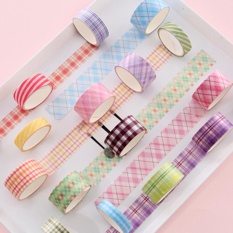 Koreanisches Karomuster Washi Tape Set: Kreative DIY Grid Journaling Sticker