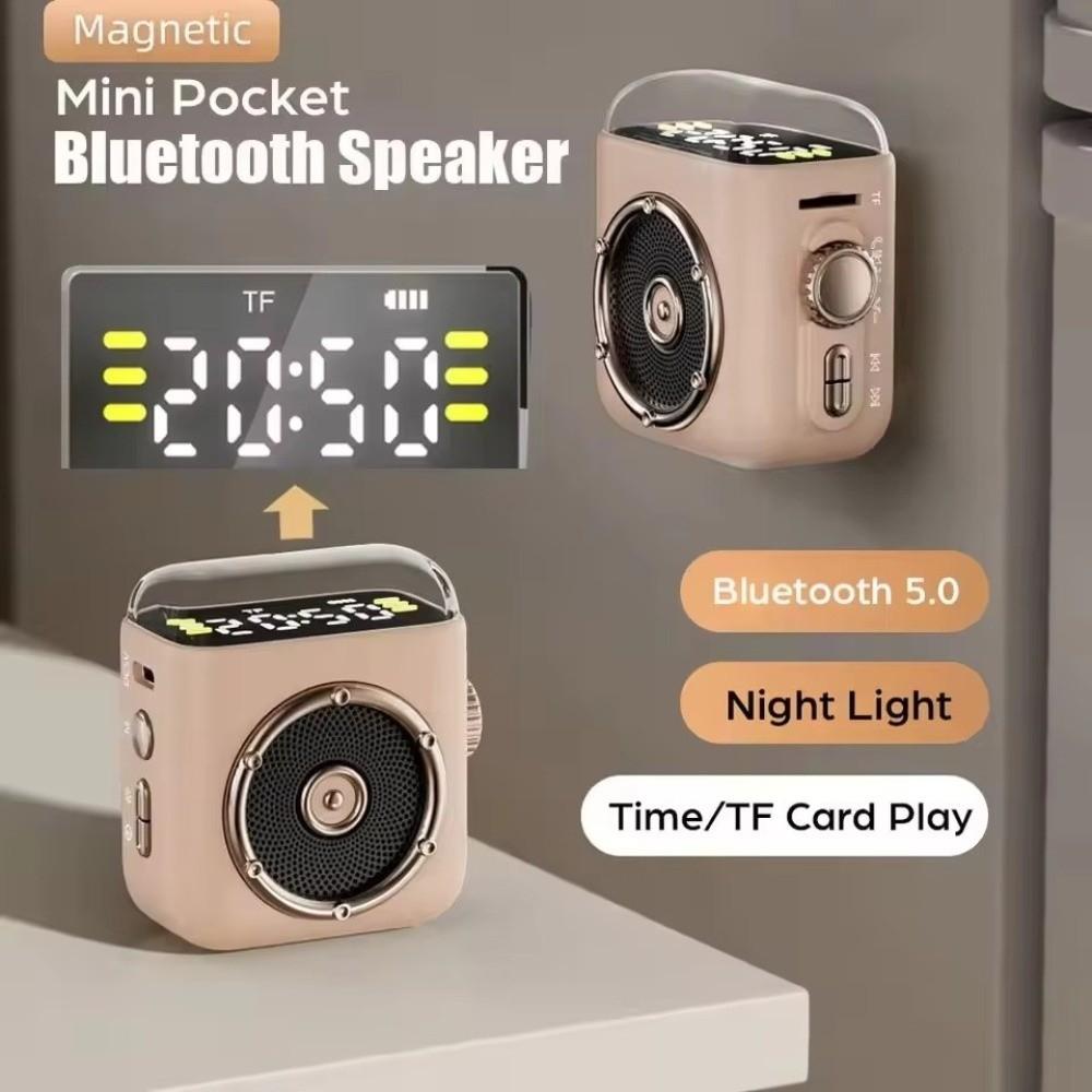 Time Display Mini Bluetooth Speaker Magnetic Back Clip Portable Speaker Vintage Speaker Home Decor