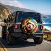 1pc, Cute Ferret And Tropical Floral Print Car Tire Cover, Stylish Universal Wheel Hub Protector, Spare Tire Protection, Perfect