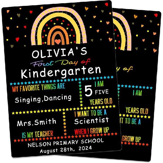 First & Last Day of School Chalkboard Sign - Double-Sided Back to School Board Sign for Kids Reble 1st Day of Preschool Pre-K Kindergarten Gifts for