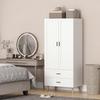 Bedroom Wardrobe, 2 Soft-Close Doors, 2 Drawers, Hanging Rail, 80 x 54 x 180 cm, White