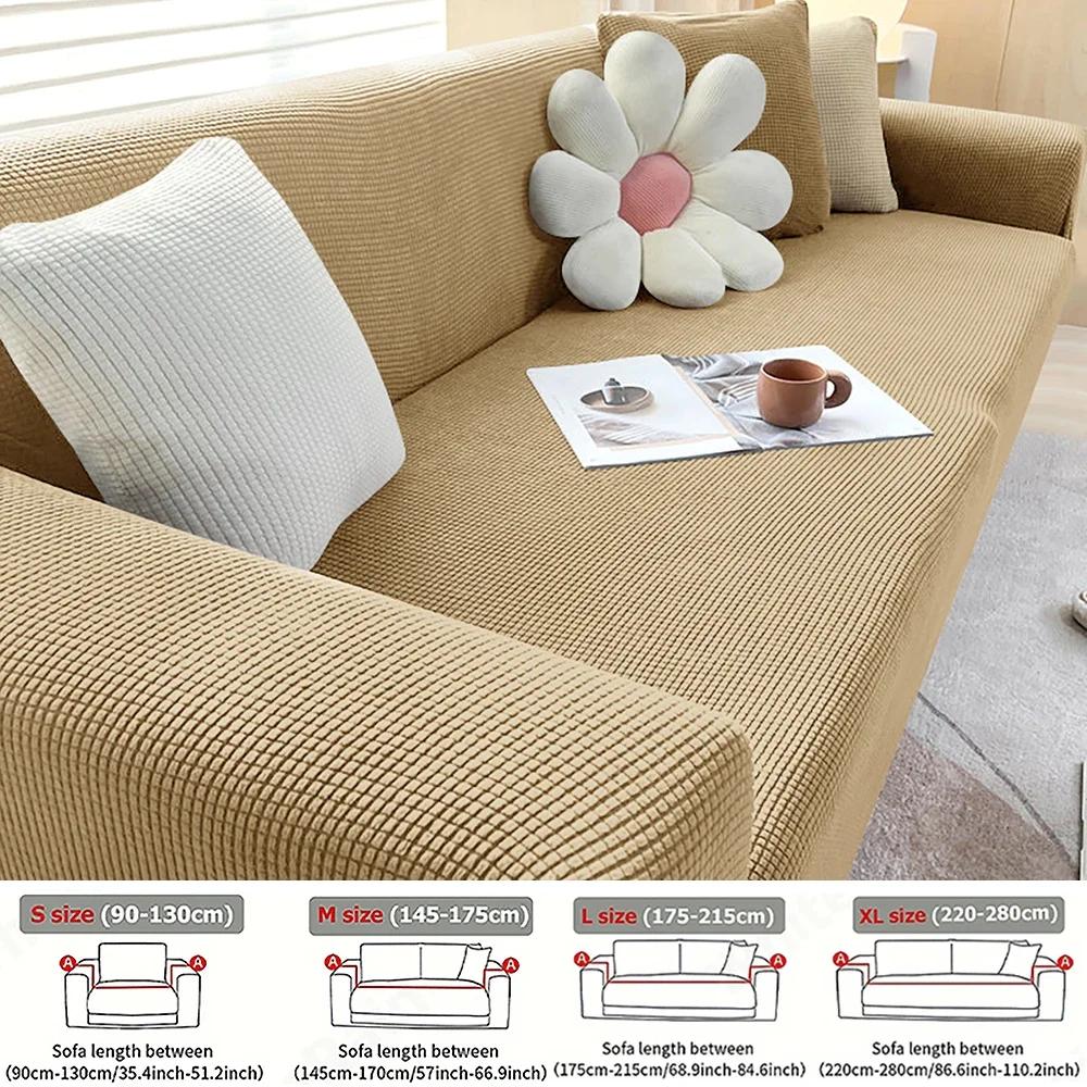 Jacquard Elastische Sofabezug Heimdekoration Stretch Couchhülle für Wohnzimmer Vollabdeckung Sessel Ecke Überwurf S/M/L/XL Größe