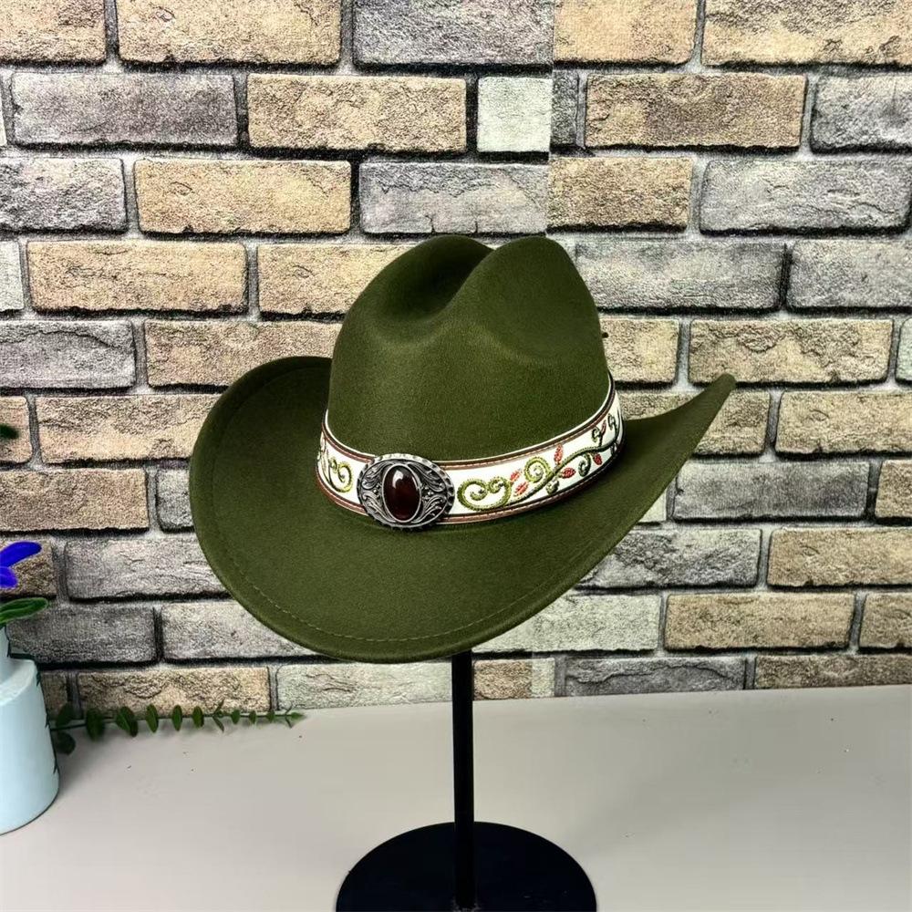 European and American Style Big-brimmed Cowboy Hat, Men's and Women's Retro Ethnic Style Belt Top Hat, Jazz Hat, Sunshade and Sunscreen Hat.