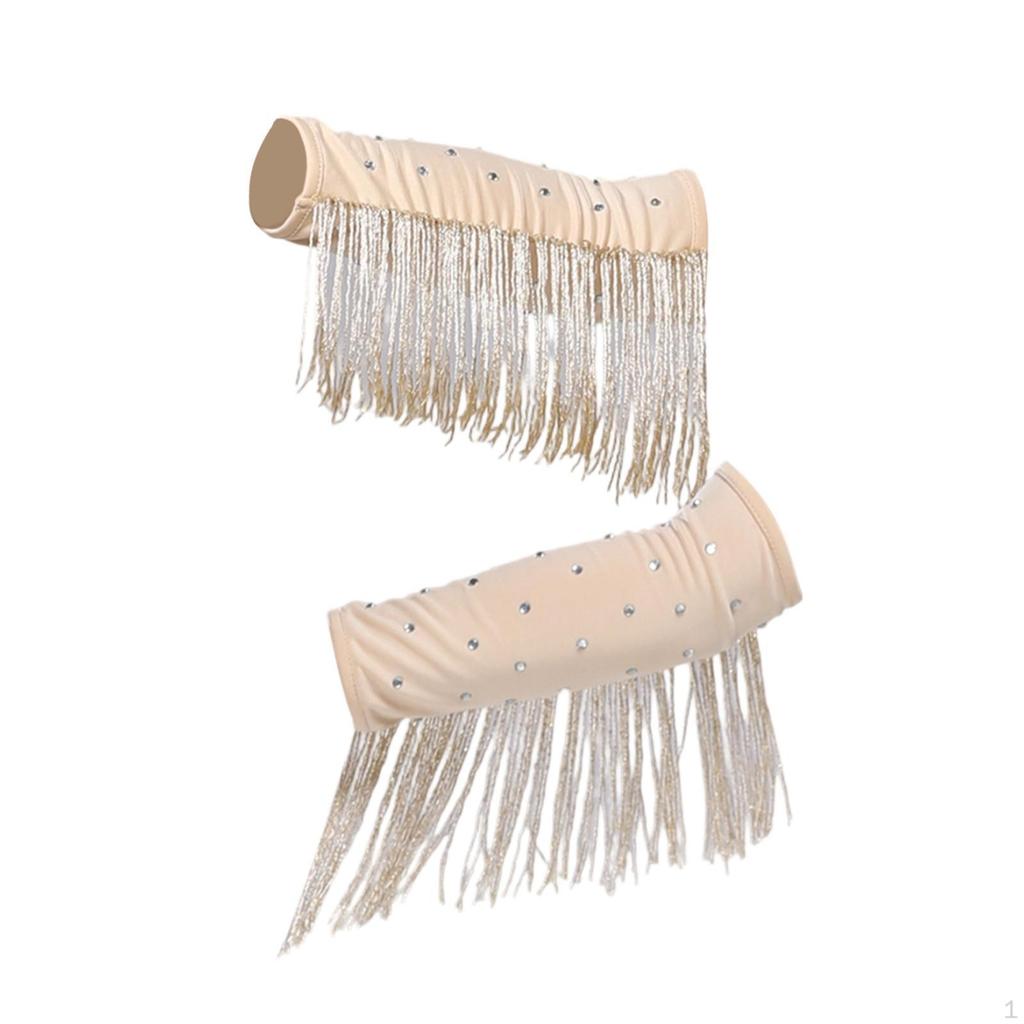1 Pair Latin Dance Arm Sleeves Competitions Shiny Comfortable Tassel