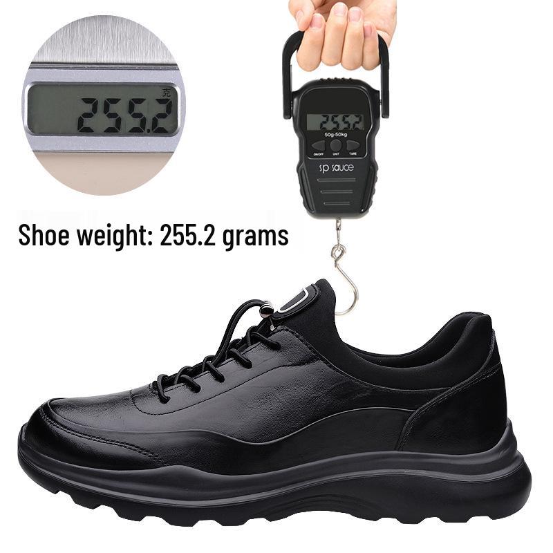 Men's Waterproof No-Tie Leather Sports Shoes - Versatile Black Business Casual