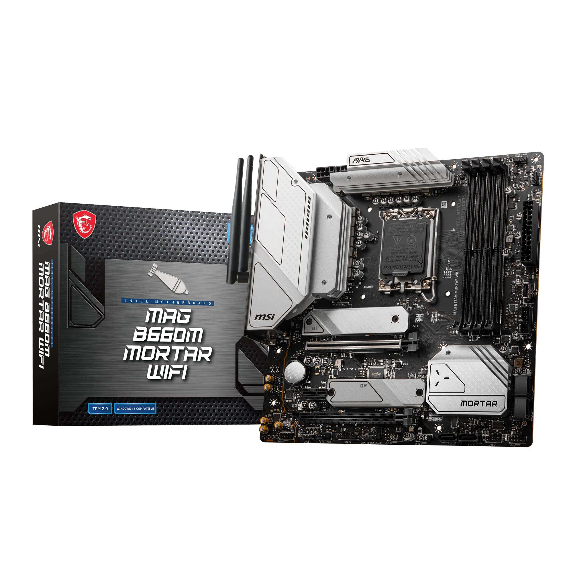 

Материнська плата MSI MAG B660M MORTAR WIFI з процесором Intel B660, сумісною з ЦП 12-го покоління MB5698 Micro-ATX [з набором мікросхем] (LGA1700) чорний