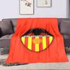 "Valencia C.F. Logo with Red Background" Patterned flannel blanket perfect for the bedroom living room, sofa, or a little nap