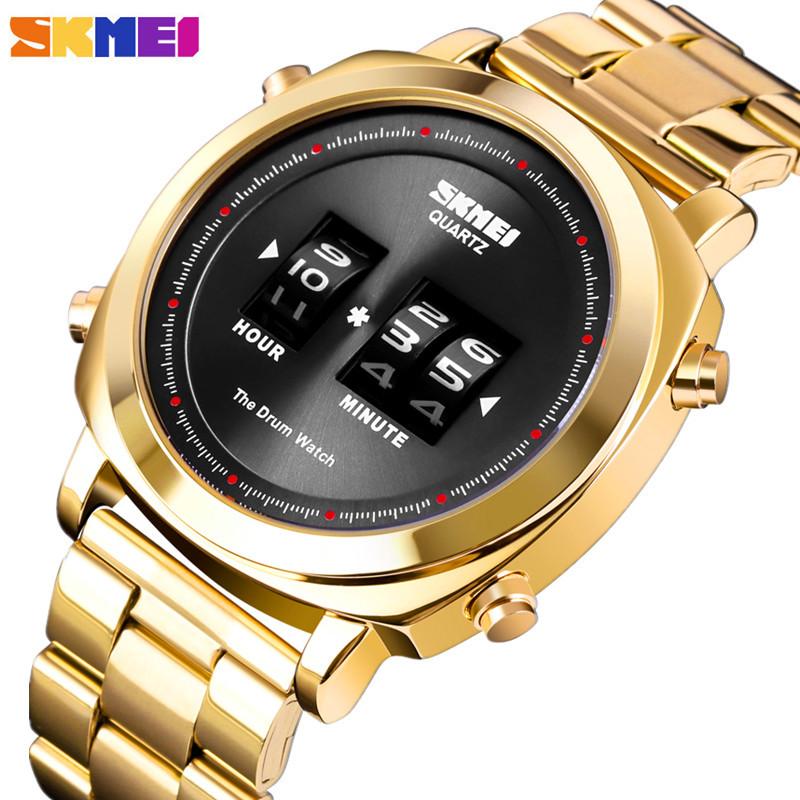 

SKMEI запатентованный дизайн мужские часы модные кварцевые наручные часы водонепроницаемые простые часы с барабаном из нержавеющей стали простой дизайн мужские часы