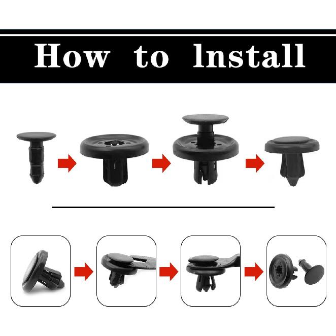 100Pcs Nylon Engine Under Cover Push-Type Retainer Clips Engine Splash Shield Fender Liner Trunk Lid Trim With Bonus Fastener Remover Compatible With