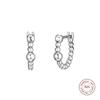Genuine 925 Sterling Silver String of Beads Hoop Earrings for Women Earings Fashion Jewelry Wedding Party Gift