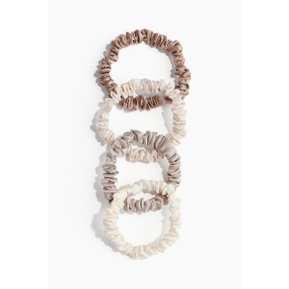 

Набор из 4 шелковых резинок для волос, бежевый/светло-серый 1107467006