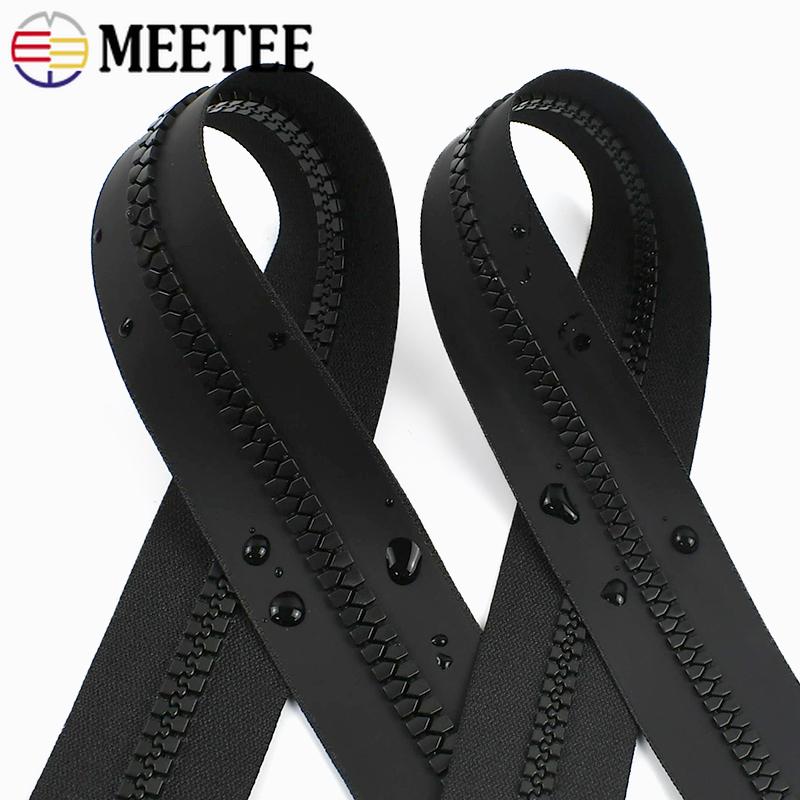 Meetee 3/5/10M 3# 5# 8# Waterproof Resin Zipper Outdoor Tent Zips Clothes Jacket Decor Zippers Repair DIY Sewing Accessories