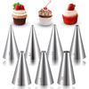 Bewudy 7 Pcs Round Hole Piping Tips Set, Stainless Steel Cupcake Frosting Nozzles Tool Professional Cake Decorating Tool for Baking Cookies Puff