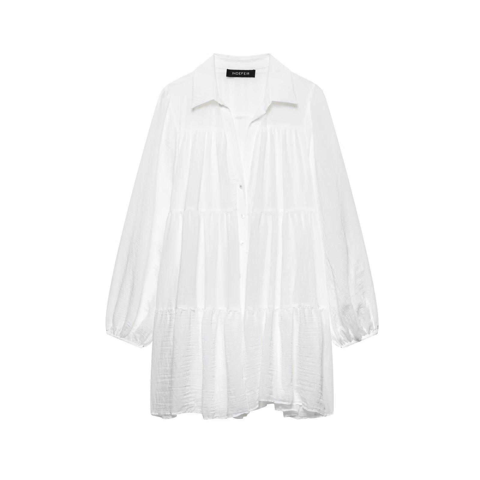 

Весна 2025 Женское короткое платье в европейском и американском стиле с многослойной лоскутной отделкой Large белый