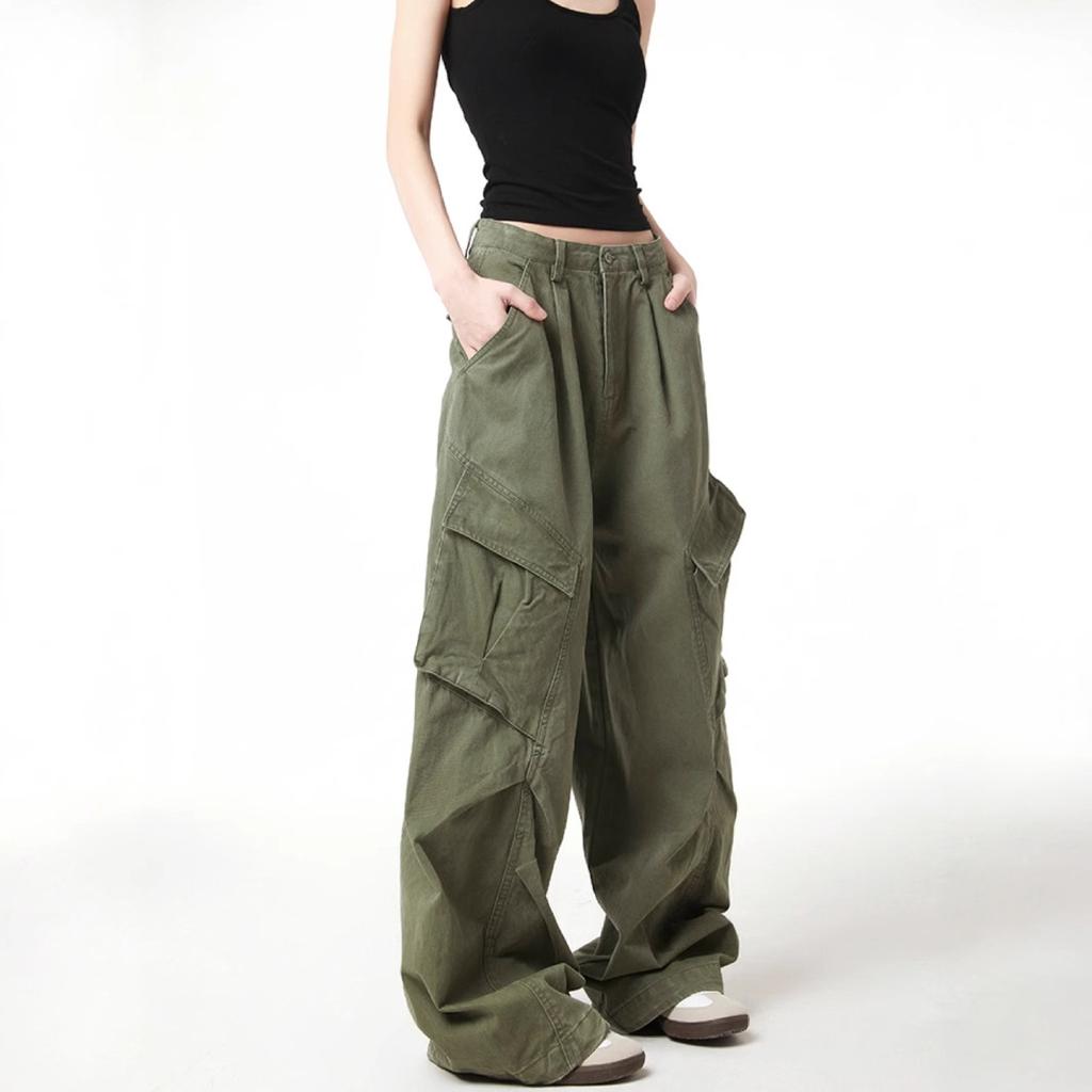 American retro washed deconstruction design sense multi-pocket overalls men's and women's loose straight casual wide-leg floor pants