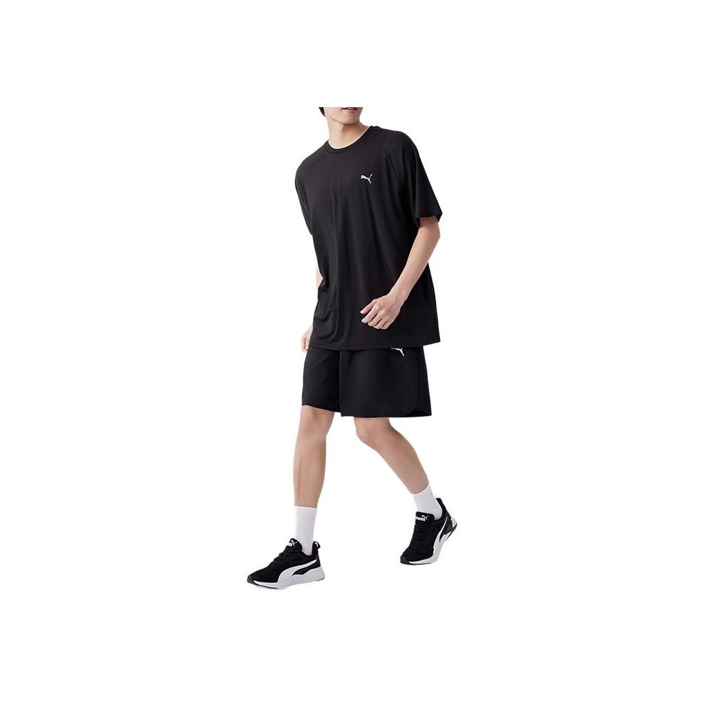 Puma Active Ess Logo Breathable Mesh Splicing Comfortable Casual Sports Crew Neck Short Sleeve T-Shirt Men Tops Black 847187-01
