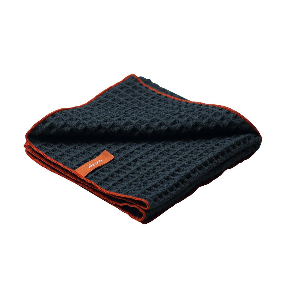 ideaco (Ideaco) Large Draining and Drying Mat, 60cm x 45cm, with Loop, Quick-Drying, Absorbent, Made in Japan, WAFFLE Kitchen Cloth, Ash Gray x Brick