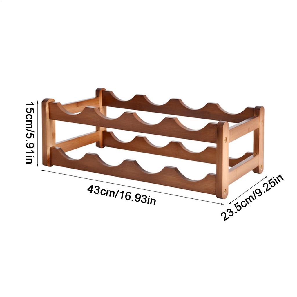 2 Tiers 8-Bottle Wooden Wine Storage Rack Wine Countertop Display Organizer Desktop Red Wine Display Rack For Kitchens Bars