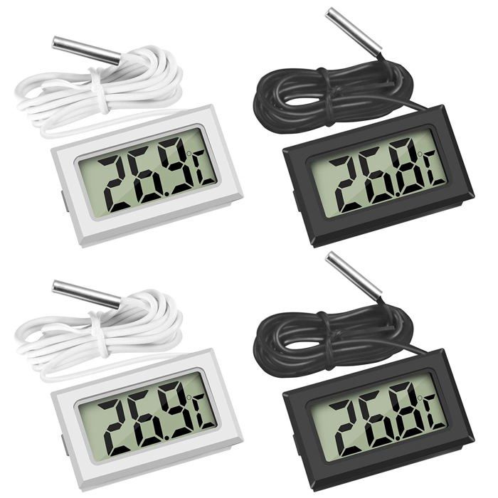Thermomètre numérique avec sonde externe - AIMOONSA - 4 pièces - Sonde étanche - Plage -50~+110°C - Câble 1 m