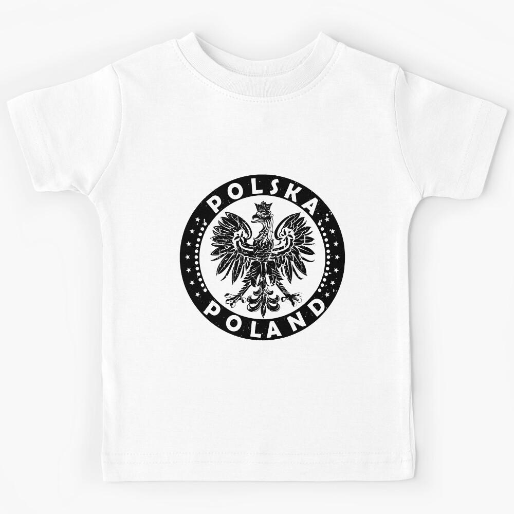 Polska Polish Eagle Vintage Distressed Poland Coat Of Arms Black Kids T-Shirt 130