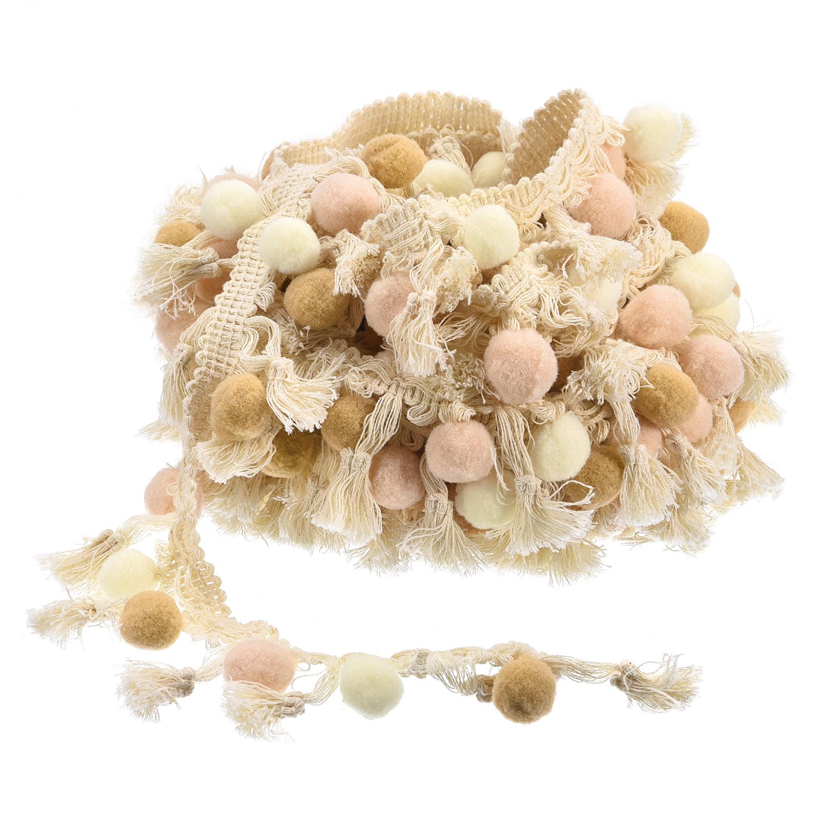 

5 ярдов бахромы с помпонами, лента для шитья, аксессуар для рукоделия DIY для украшения дома, штор, одежды, подушек, бежевый 5 Yards бежевый