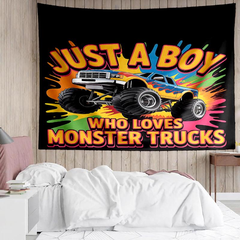 Truck Print Tapestry, Backdrop, Easy Setup, Ideal for Bedroom, Office & Living Room, with Aesthetic Wall Hanging Decor.