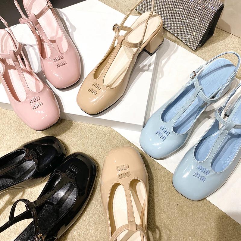

Sandals Female Summer New Fashion Temperament Patent Leather Mary Jane Women s Shoes Shallow Mouth High-heeled Single Shoes 35