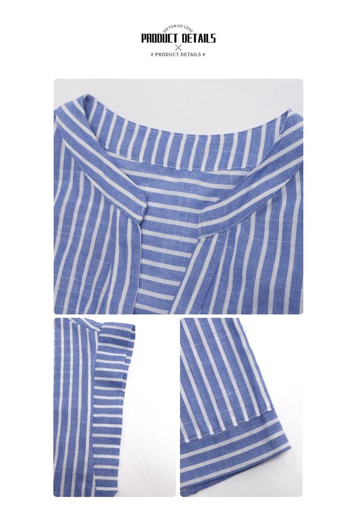 Summer Casual Striped Jumpsuit - Women's Short Sleeve Jumpsuit with Shorts, European & American Style for Trendy Commutes