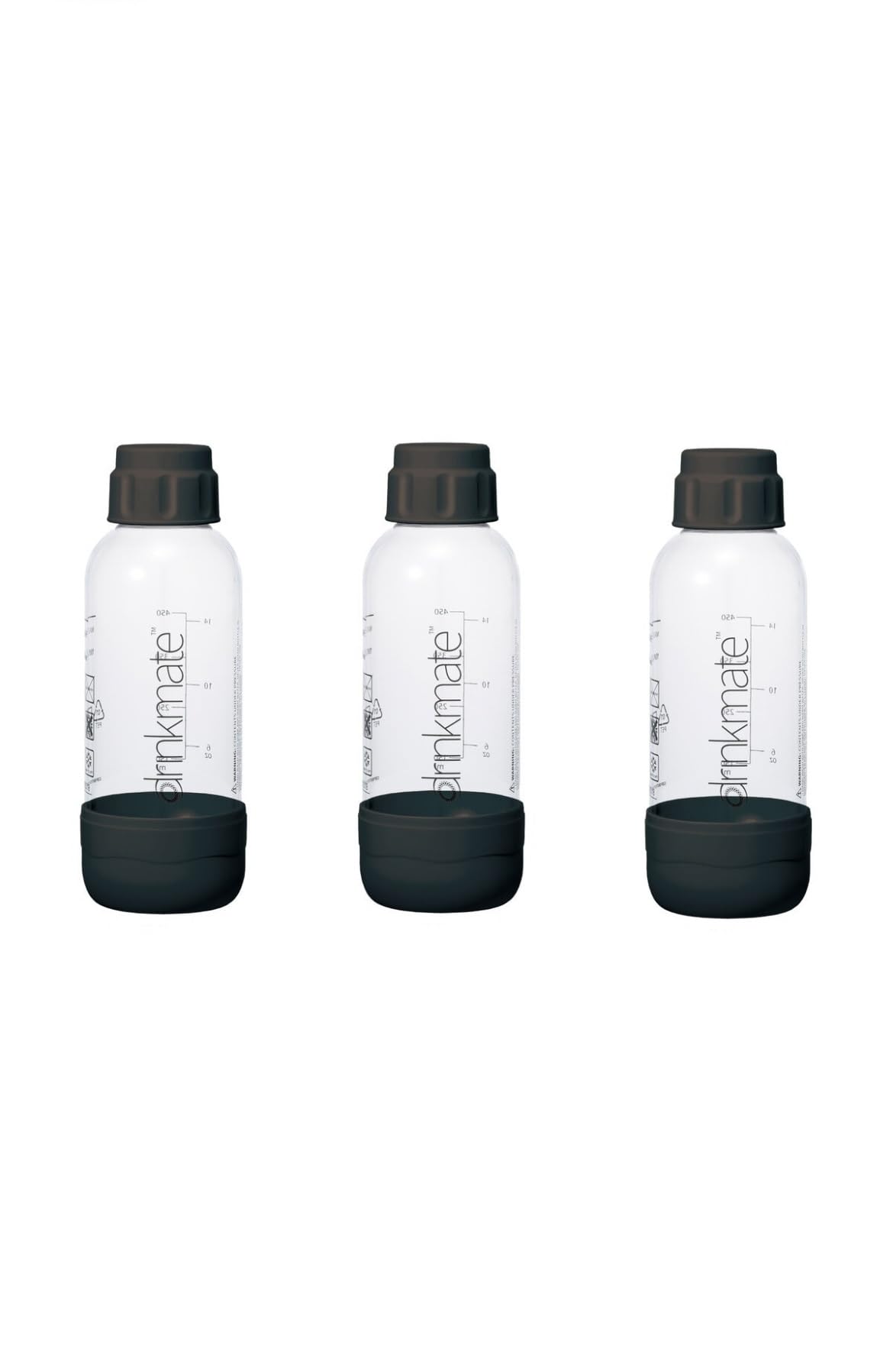 

Drinkmate Bottle S Size 3PK (Set of 3) Black, 450ml, for Home Carbonated Water Makers