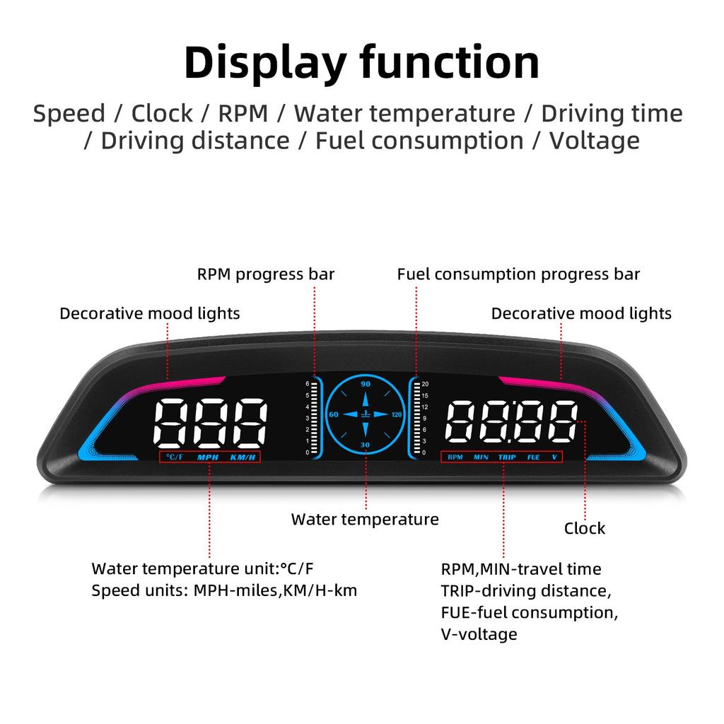 AD G3 / B3 Head Up Display OBD2 GPS Smart Car HUD Digital Speedometer Security Alarm RPM Water Temperature Tachometer Clock