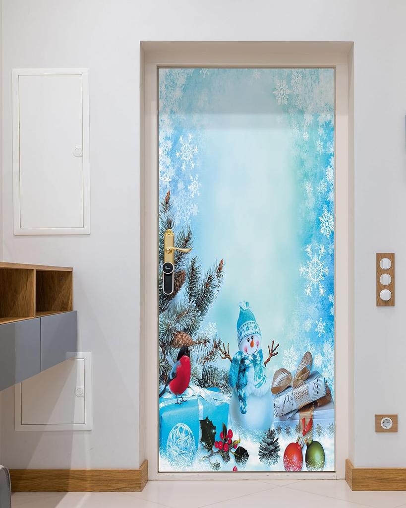 9Stlye Bookcase Peel and Stick Door Sticker Mural Self-Adhesive, Removable Waterproof Vinyl Door Decal for Bedroom and Living Room Wall Decoration