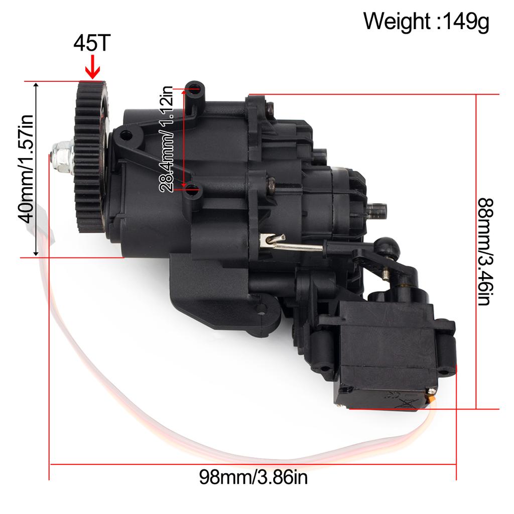 Dual Speed Transmission Gearbox with Servo & Internal Gears for 1/10 TRX4 TRX6 RC Crawler Car Upgrade Parts