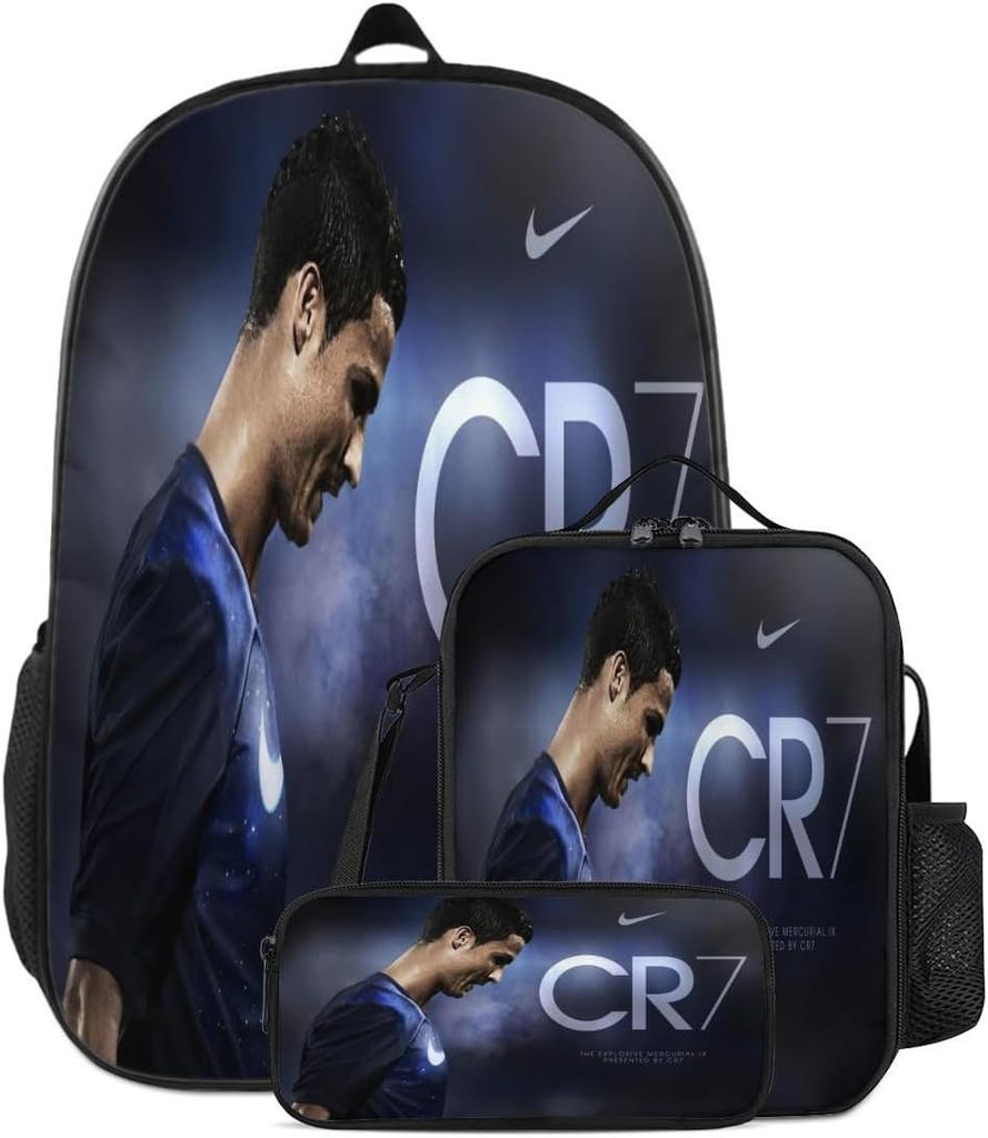 Zaino Stampa Stella del Calcio Tre Pezzi Zaino Scolastico per Bambini, Zaino per Studenti delle Scuole Primarie e Secondarie, Astuccio