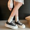 Platform canvas shoes women's spring new versatile casual sports board shoes small height increase white shoes