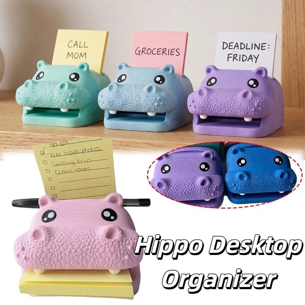 Cartoon Style Desktop Storage Box Hippo Shaped Desktop Storage Organizer Office Use