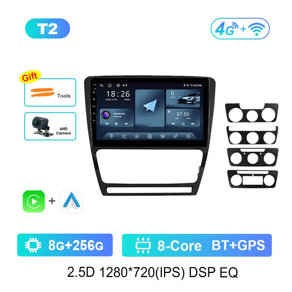 Car Video Multimedia Player GPS for Skoda Octavia 2 A5 2004 - 2013 Carplay WiFi Android Intelligent System 4G HD Touch Screen